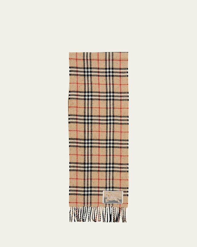 Check-Print Fringe Trim Scarf